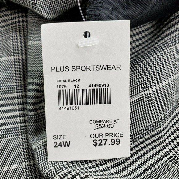 CC - Cato Pull-On Dress Pants Trousers Womens 24W Black White Plaid Stretch NWT - Picture 5 of 8